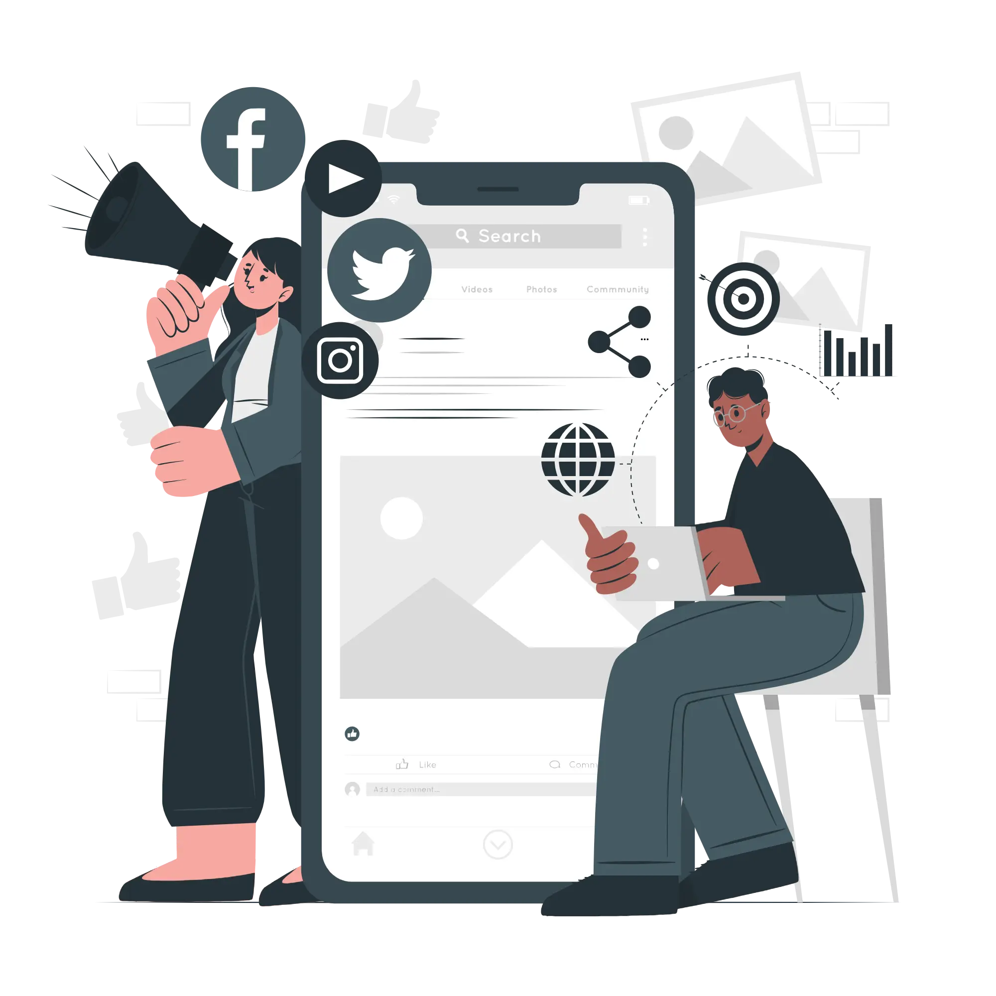 An image of different social media icons